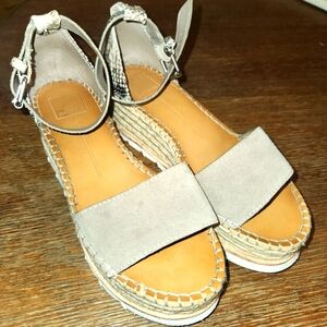 Dolce Vita Larita Beige Snake Print/Suede Leather Espadrille Sandals